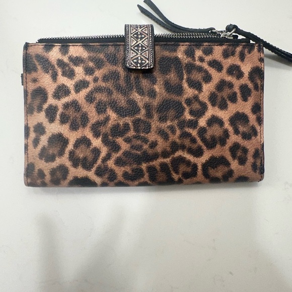Brighton Handbags - Brighton Africa Stories Double Zip Wallet leopard print.